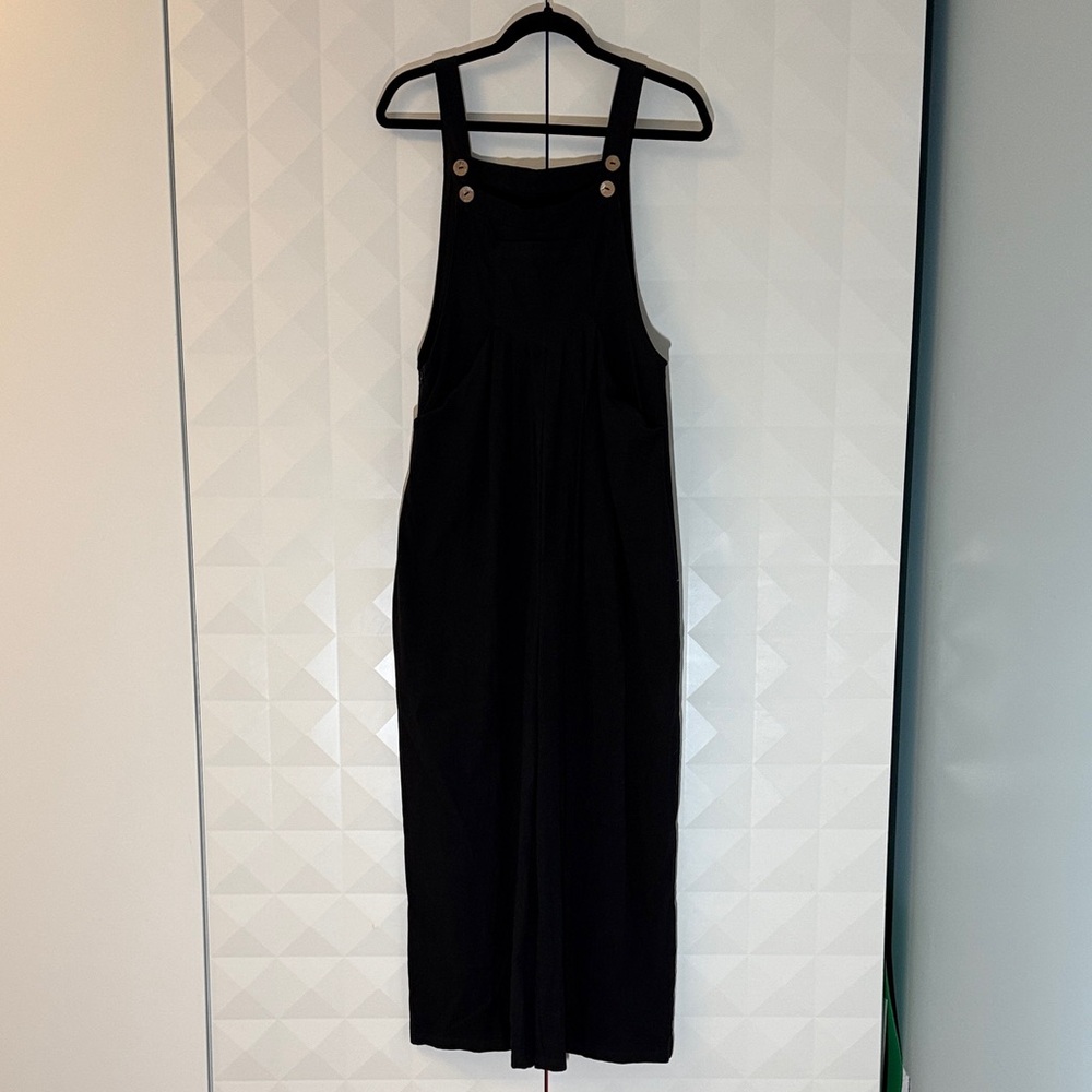 Black Overalls with Button Detail